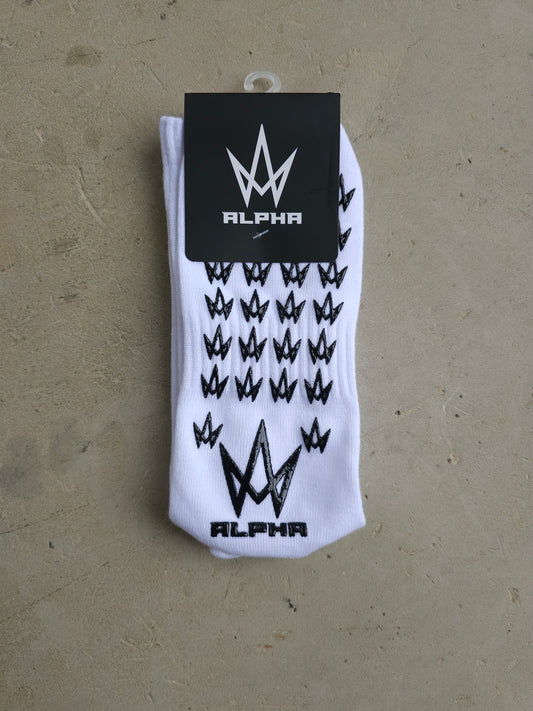 ALPHA TRAINERS SOCKS (Regular Grip Socks) (WHITE)