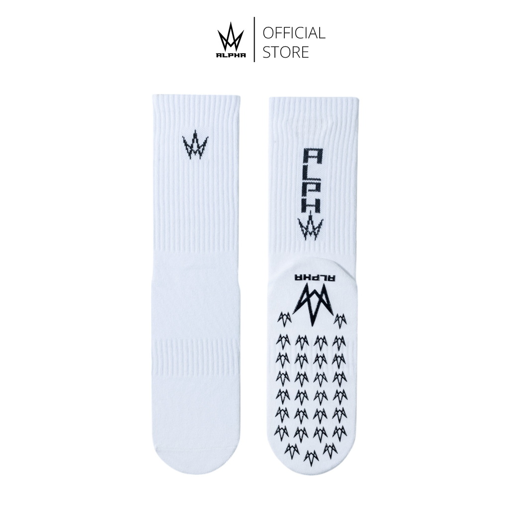 ALPHA Trainer Socks (Regular Grip Socks) (WHITE)