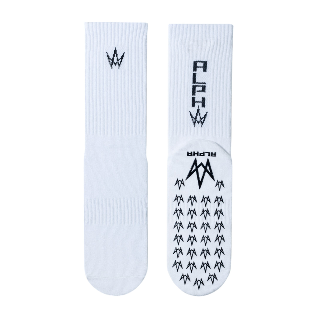 ALPHA Trainer Socks (Regular Grip Socks) (WHITE)